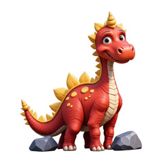 Naklejka premium Cartoon red dinosaur with transparent background