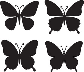 Simple flat silhouette butterflies illustration.
