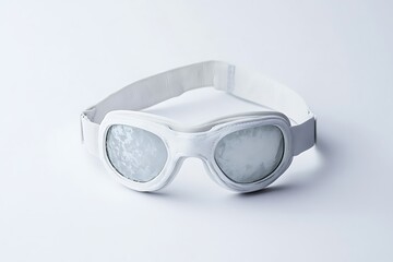 White ski goggles on a white background