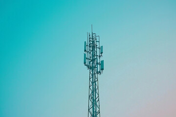 5G communication tower with cellular network antenna. generative Ai