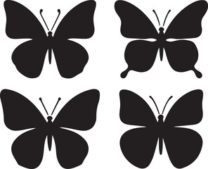 Simple flat silhouette butterflies illustration.