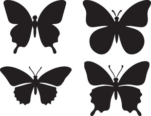 Simple flat silhouette butterflies illustration.