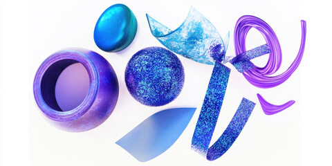 A 3d composition of blue and purple objects