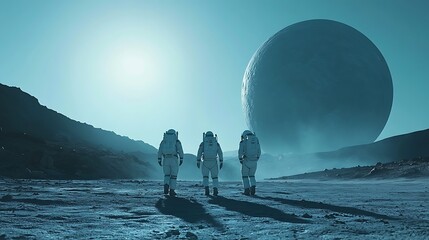 Astronauts Explore Alien Planet Underneath Giant Moon