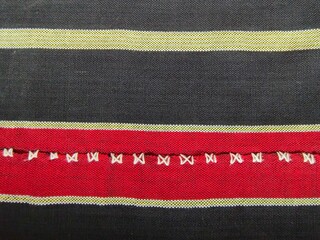 Black tweed cotton fabric with stripped pattern texture and background