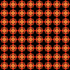 Seamless Geometric Pattern with Orange Diamond Shapes on Black Background