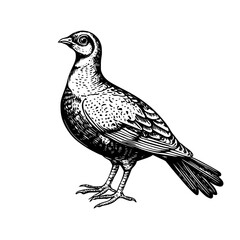 Fototapeta premium Engraved illustration of a bird standing on two legs in a detailed vector design created for artistic purposes