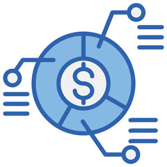 Cost Allocation Blue White Icon