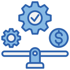 Cost Control Measuresv Blue White Icon
