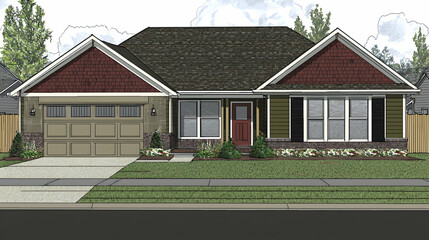 Craftsman Style Ranch Home with Stone and Wood Siding