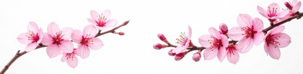 Fototapeta premium Delicate pink plum blossoms, isolated White background , bloom, japanese plum