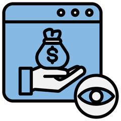 Cost Monitoring Blue Black Icon