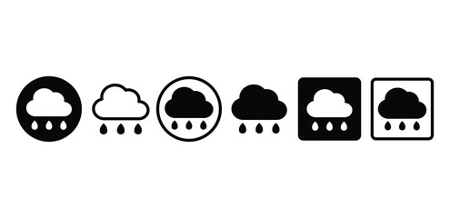 rain cloud icon symbol sign vector design black white color illustration set isolated