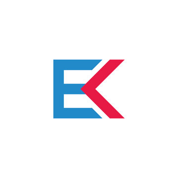 letter ek ke linked colorful arrow simple logo vector