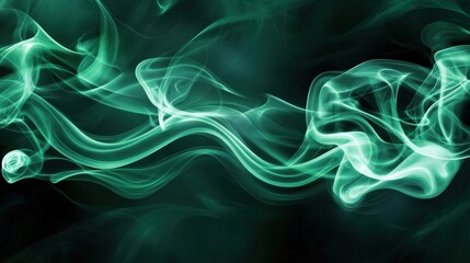 Ethereal Green Smoke Flowing Abstract Background with Soft Light Effects