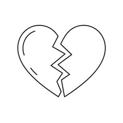 vector illustration of a broken heart coloring page 