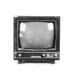 Vintage Black and White Television with Dusty Surface and Scratches