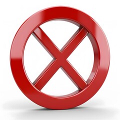Bold Red Circular Symbol with Inner Cross Design on White Background