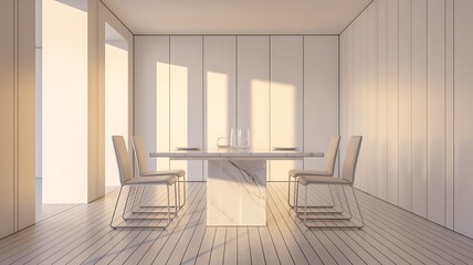 Fototapeta premium Modern Design White Dining Room Interior Architecture