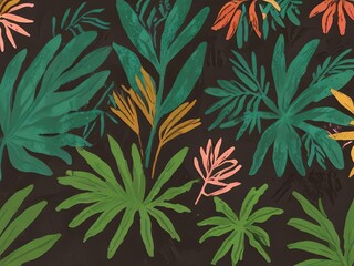 Tropical Leaves Pattern: A Vibrant Illustration of Exotic Foliage