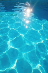 Obraz premium Sparkling blue pool water, sun reflecting Vibrant summer scene , ripples, refreshing
