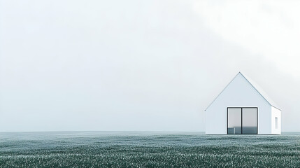 Modern White House in a Field