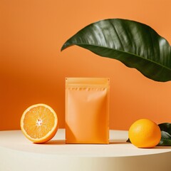 無地のプロテインパウチとシンプルな背景