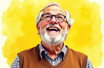 Portrait, concentrated gaze, full, excited man, free space for text