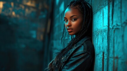 A creative portrait where the contrast is emphasized through clothing, background, and lighting, showcasing different styles.