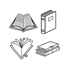 Vector book icon set with lines that can be edited 