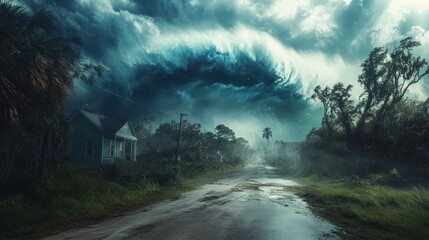 warning broadcast on the radio about an approaching hurricane, urging listeners to take shelter and prepare for the storm.