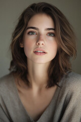 Fototapeta premium Young woman with soft waves and natural beauty.