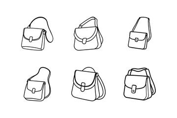 crossbody bag sketch icon line art vector illustration