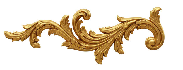 Golden decorative element. 3d rendering