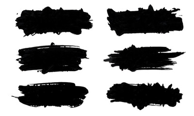 Six Black Brush Strokes with Transparent Background