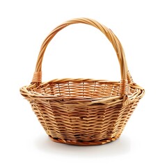 Obraz premium Empty Woven Basket for Storage and Decoration on White Background