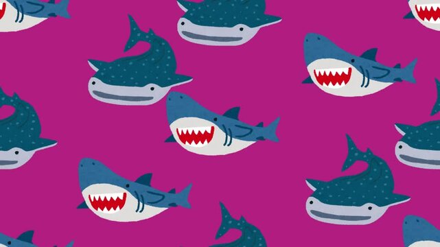 seamless pattern with shark and whale