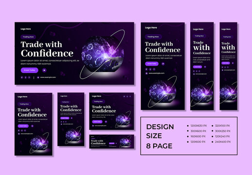 Cryptocurrency Web Banner Set Layout