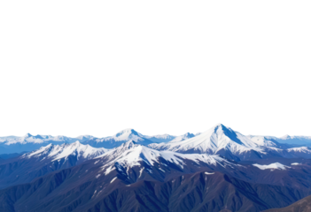 Snow Capped Mountain Range Under Clear Blue Sky with transparent background