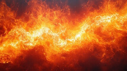 Fototapeta premium Bright orange flames dance and swirl against a dark background creating a mesmerizing display of fire and light