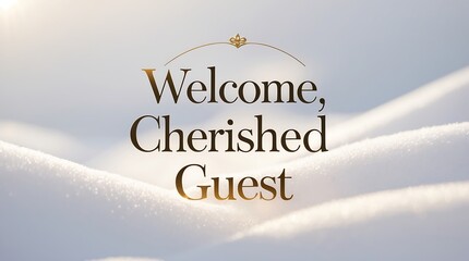 Fototapeta premium Warm greeting to guests in a snowy landscape with elegant typography