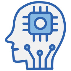 Artificial Intelligence Blue White Icon