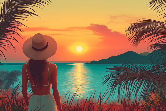 Summer vibe susnet wallpaper illustration