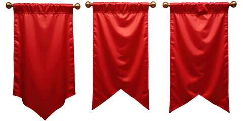 Three Red Pennon Banners with Transparent Background