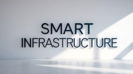 Display of modern typography showcasing smart infrastructure concept in an open space
