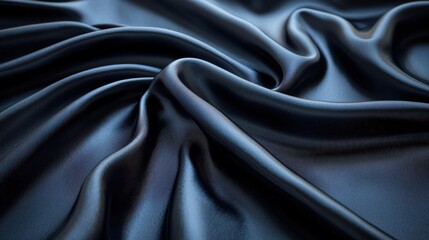 Fototapeta premium Elegant black fabric with soft folds showcasing rich texture and depth for various design applications