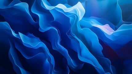 Fototapeta premium Abstract Blue Wavy Shapes Displayed in a Fluid and Organic Design