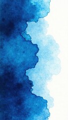 Obraz premium Deep blue watercolor abstract, highly textured, white paper , thick, painting