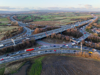 Aerial image of Junction 18 of M60 ring road roundabout at Simister - Greater Manchester 