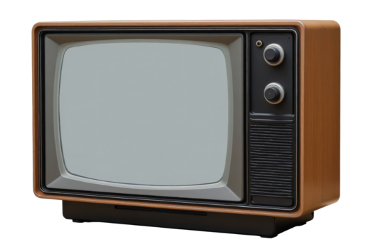 Vintage Television with Wood Grain Finish and Transparent Background